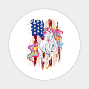 Americorn Patriotic Unicorn America Stars Flag Premium Magnet